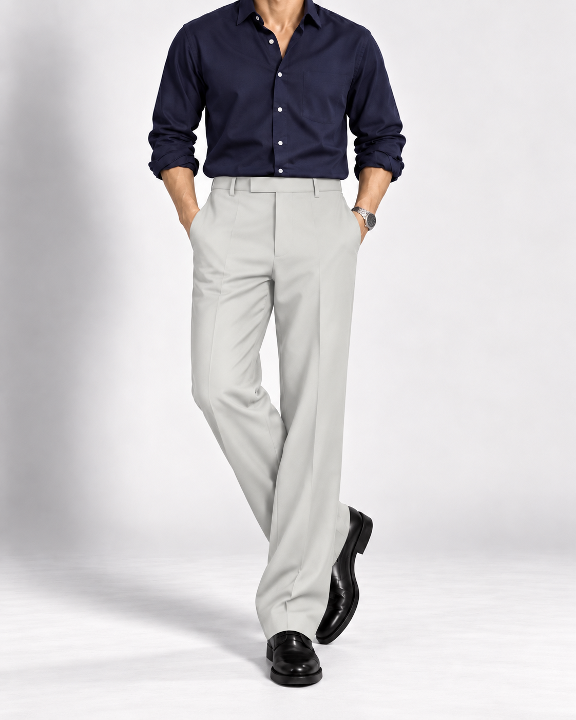 LIGHT GREY STRAIGHT UP PANTS