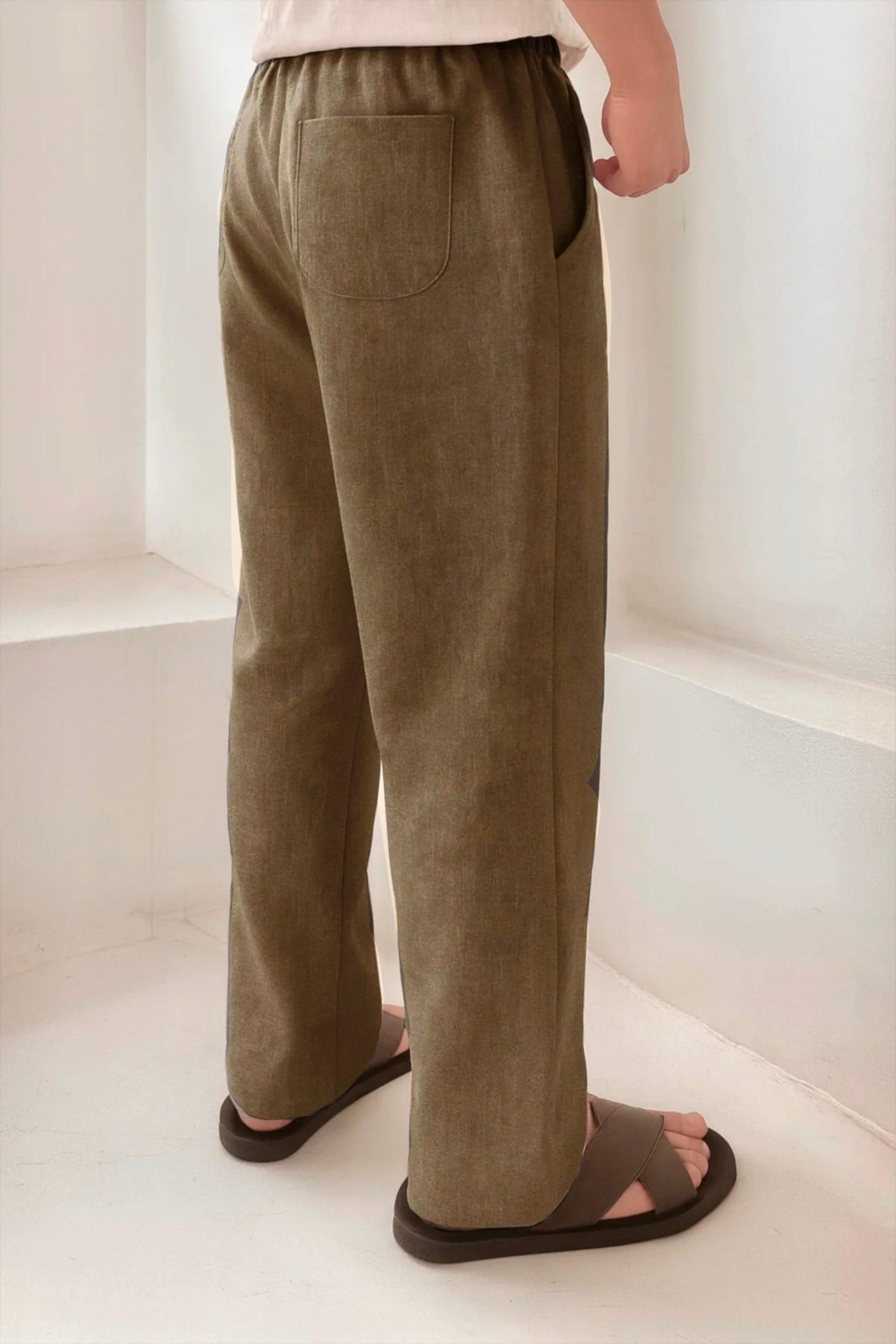 MILANO BROWN POLYLINEN PANTS