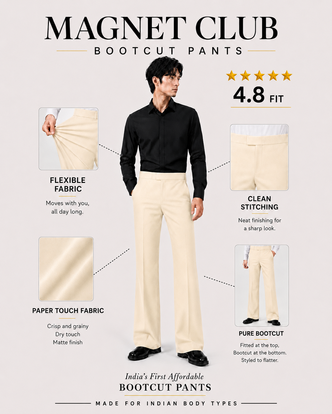 BEIGE BOOTCUT PANTS