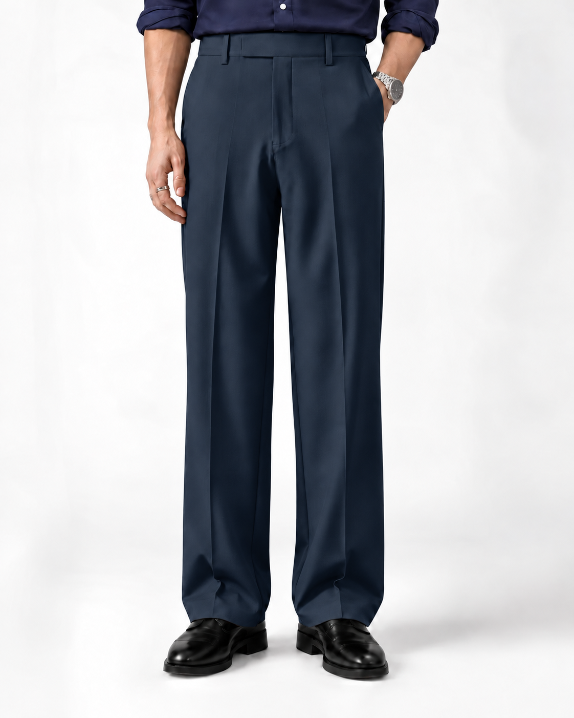 NAVY BLUE STRAIGHT UP PANTS