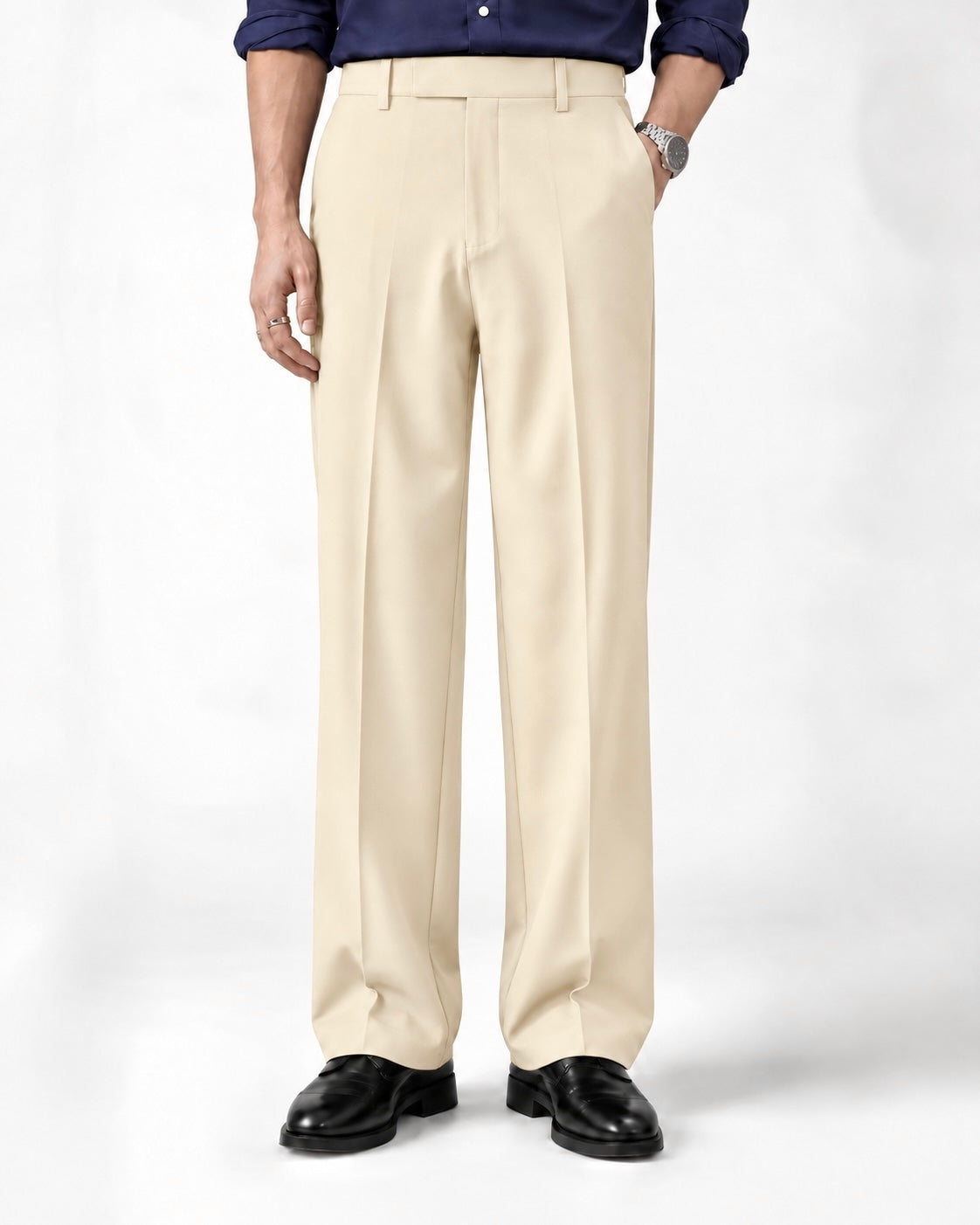 BEIGE STRAIGHT UP PANTS