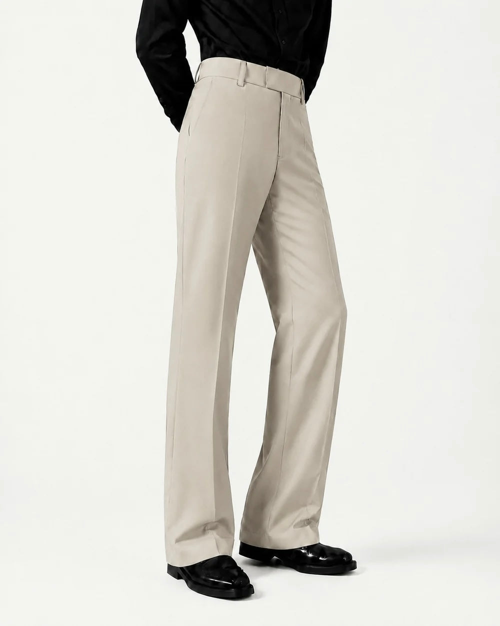 RELAXED BEIGE BOOTCUT PANTS