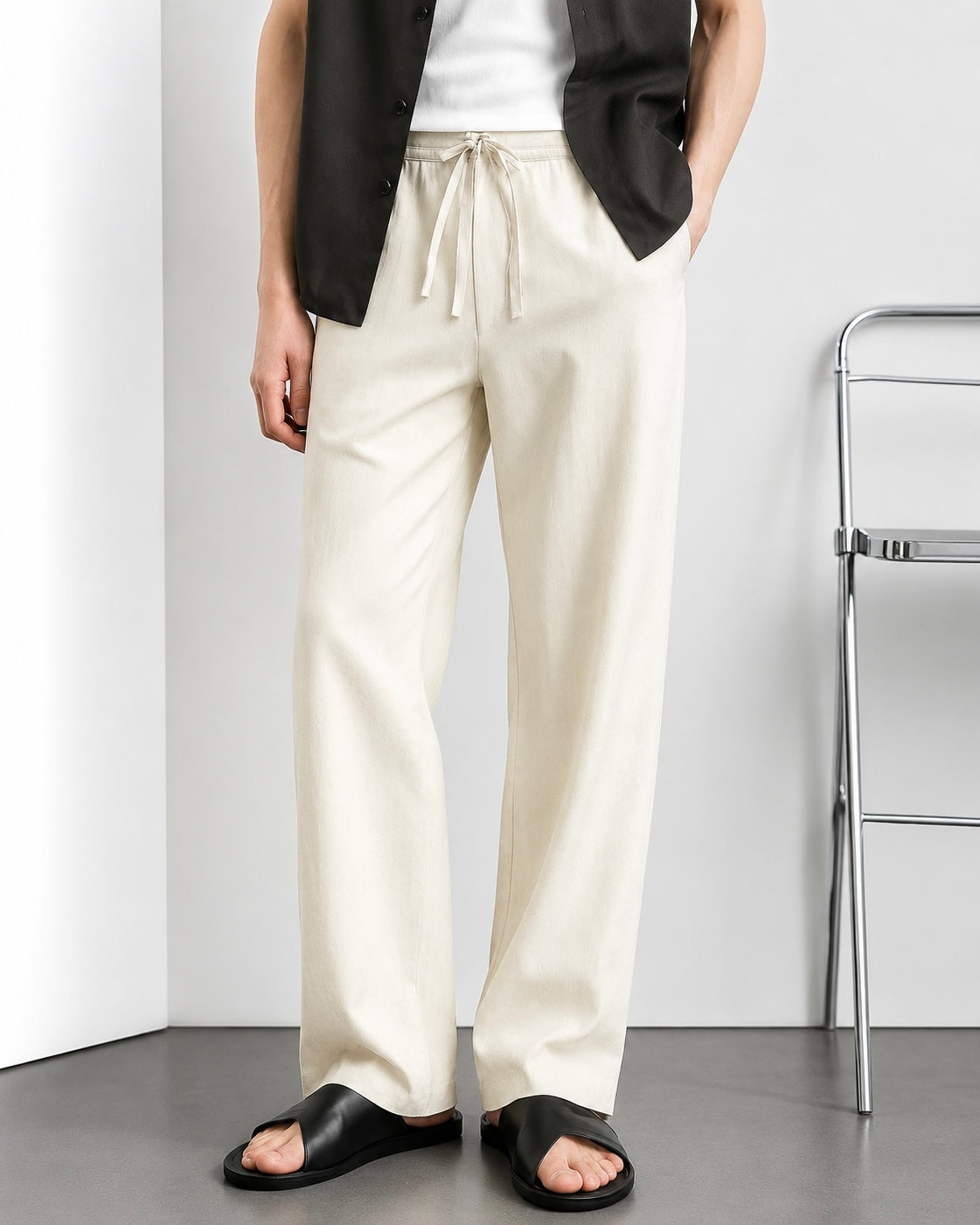 FRENCH BEIGE LINEN PANTS