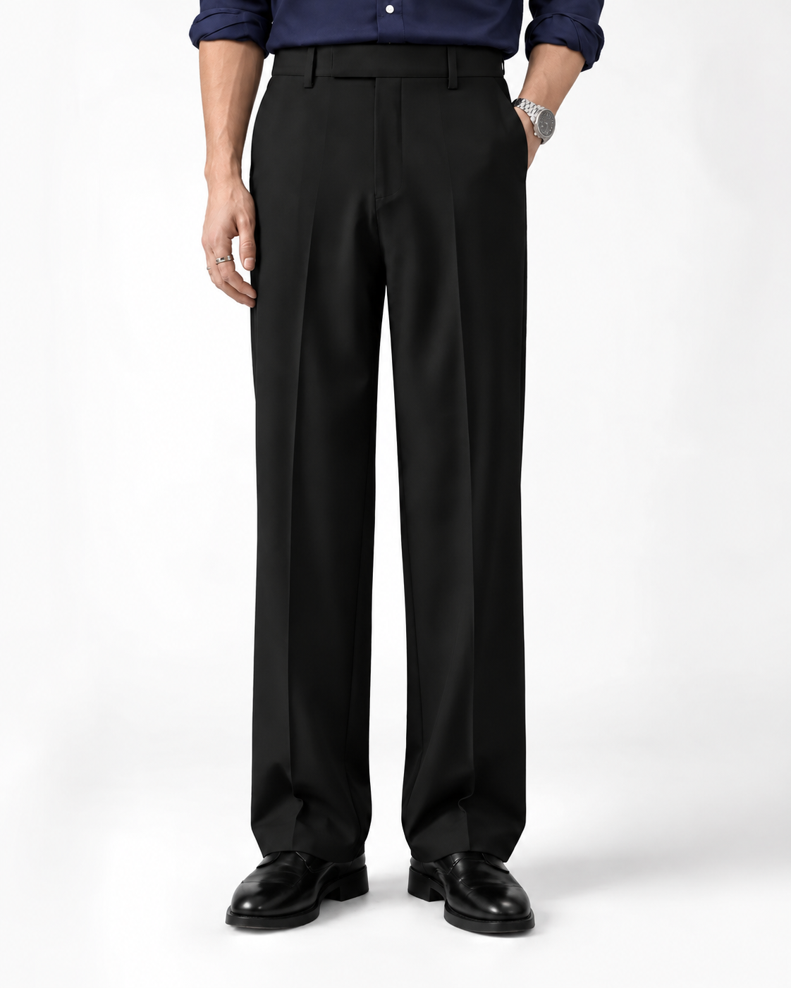 BLACK STRAIGHT UP PANTS