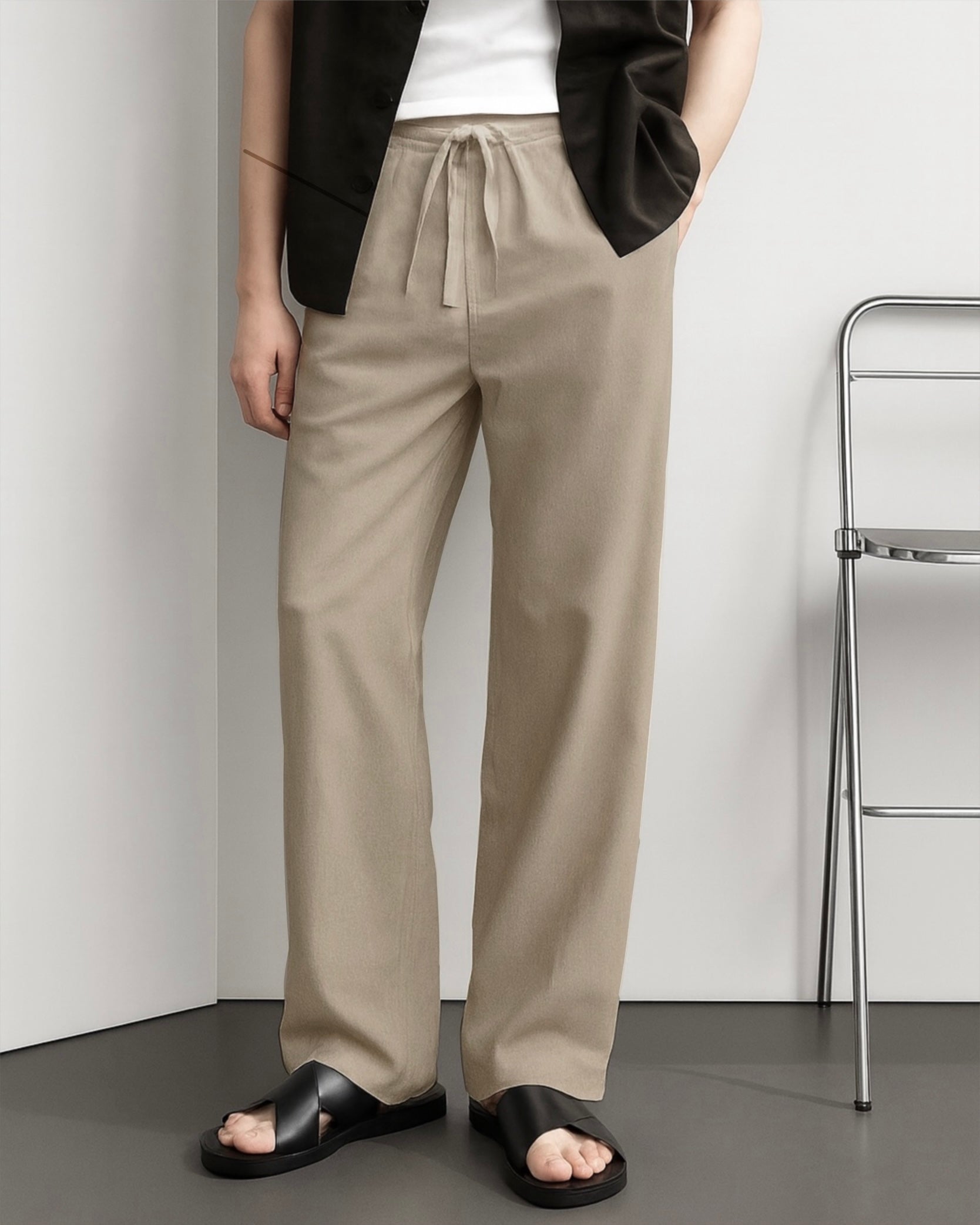 FRENCH KHAKI LINEN PANTS