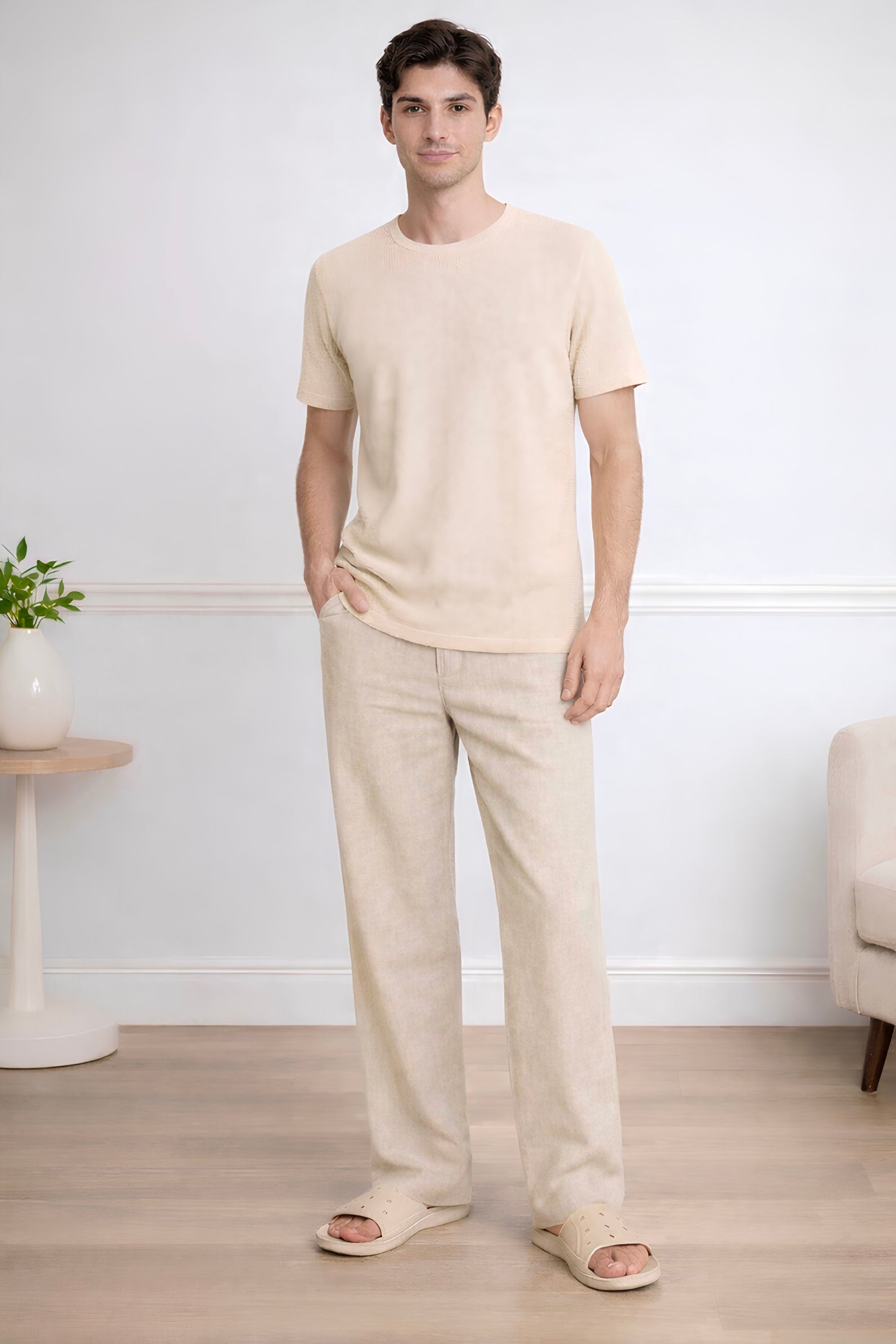 MILANO BEIGE LINEN PANTS