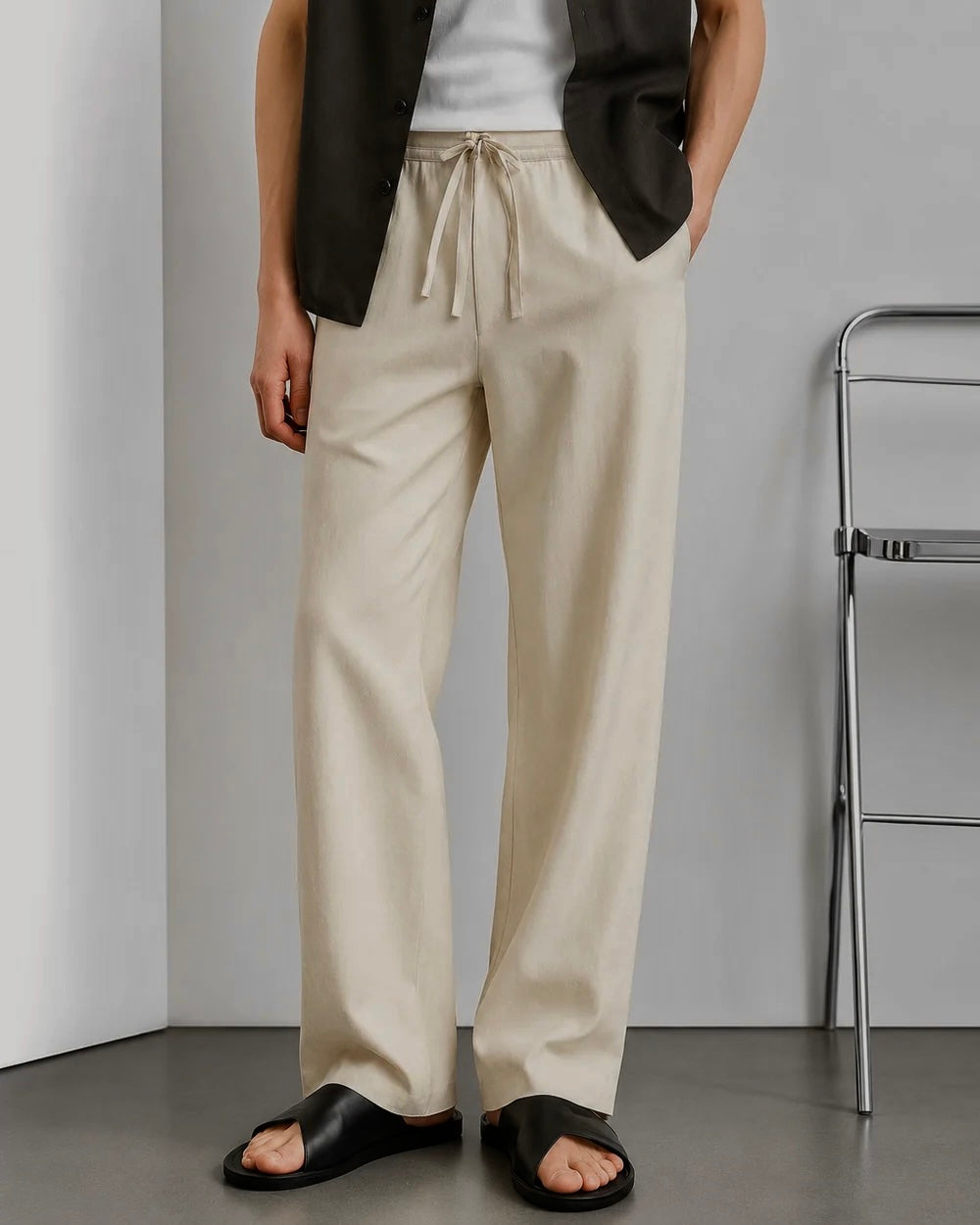 FRENCH BEIGE LINEN PANTS