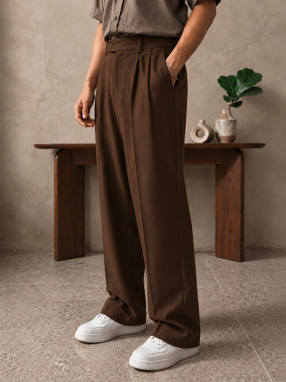 BROWN RELAXED GRAVITY PANTS