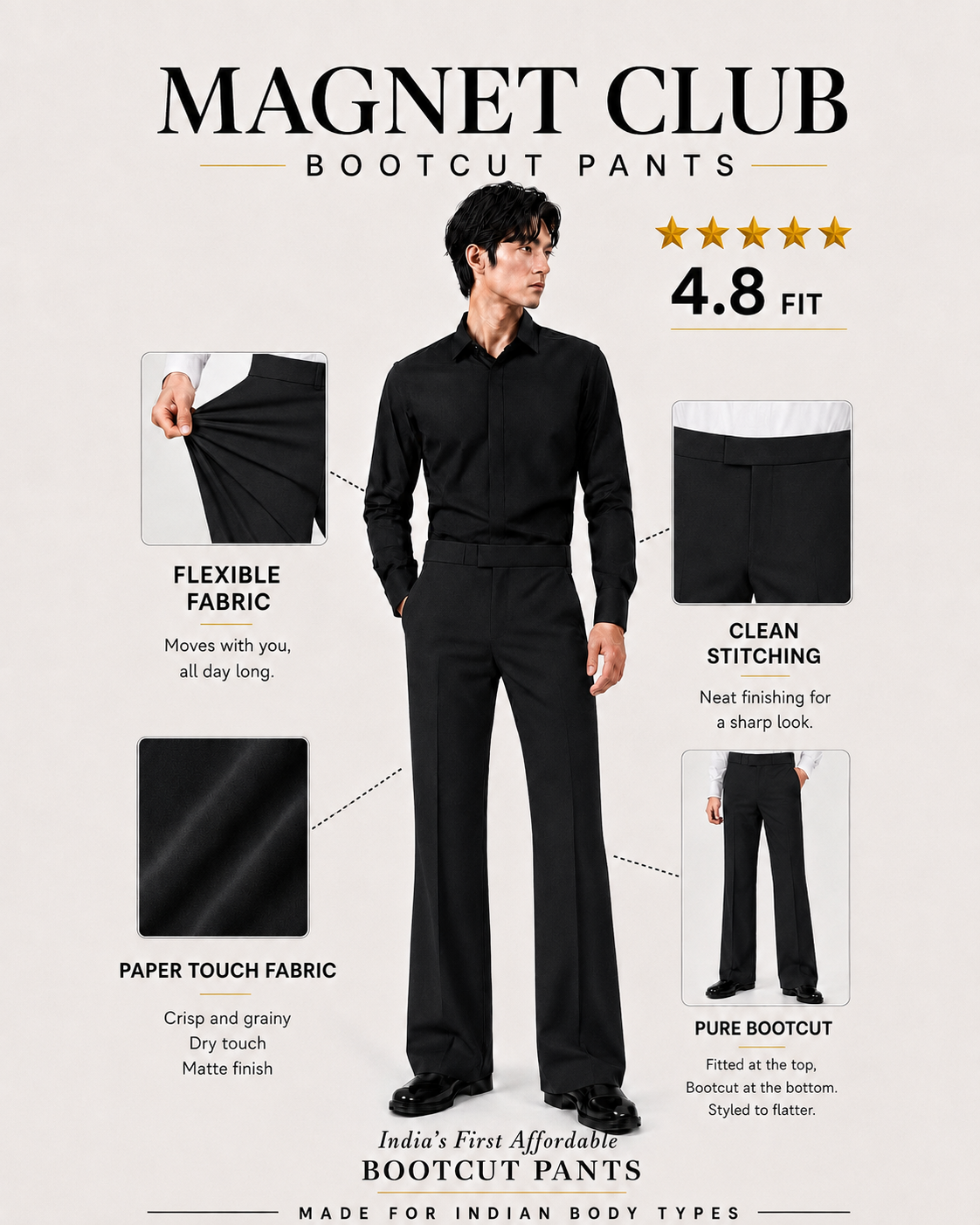 BLACK BOOTCUT PANTS