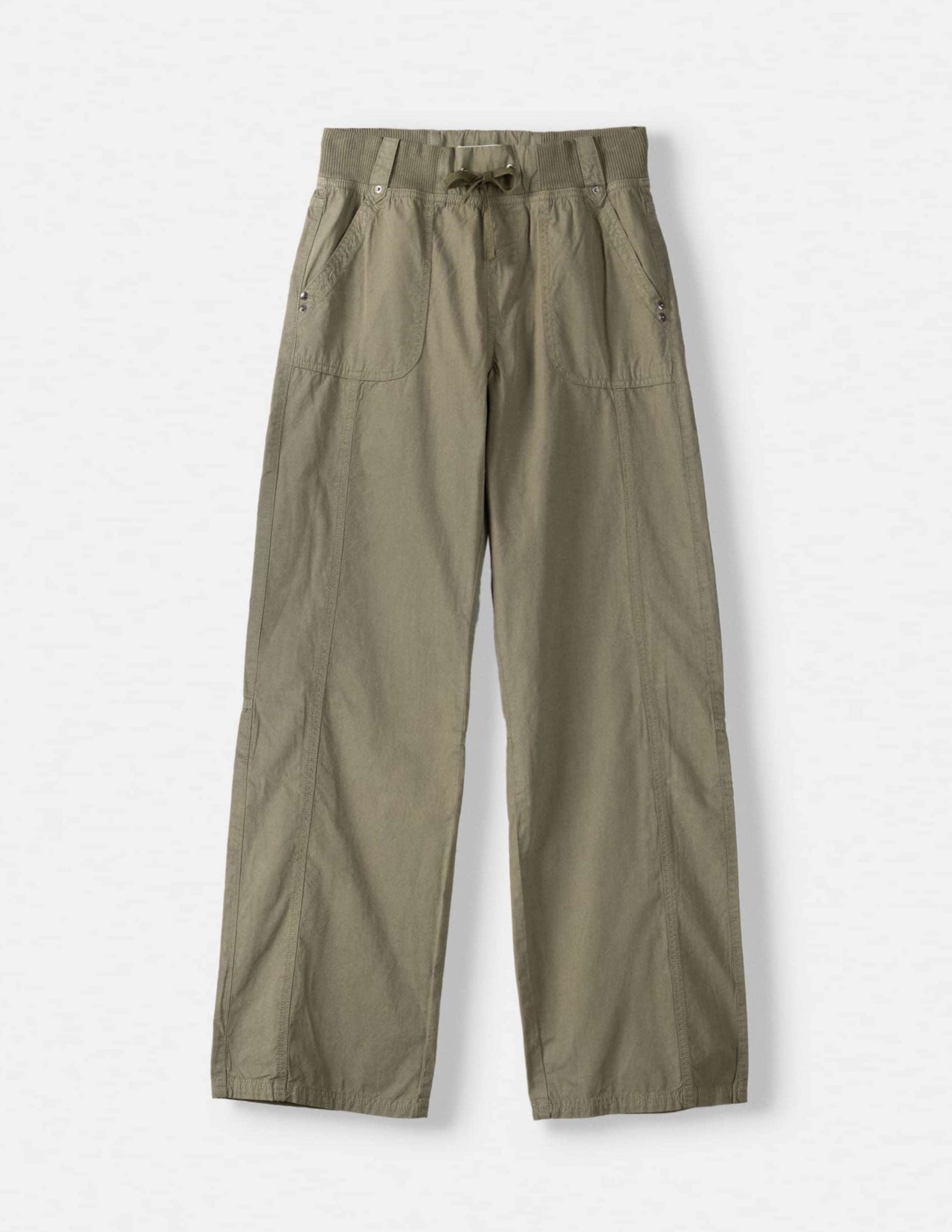 Olive green straight fit cotton trousers
