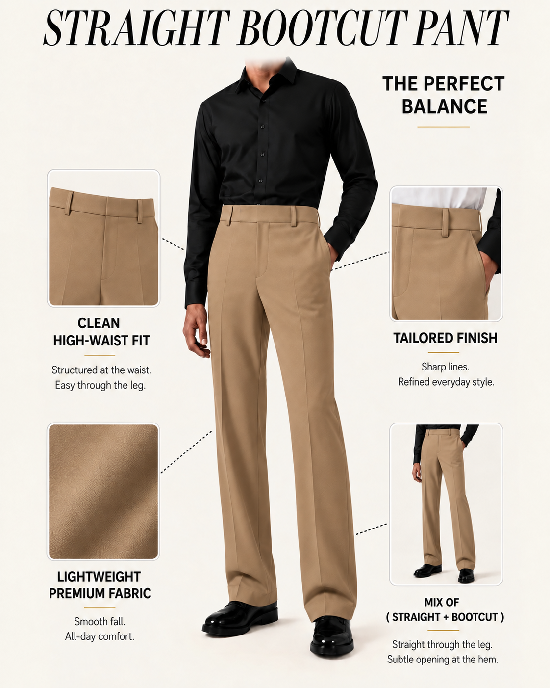 RELAXED LIGHT BROWN BOOTCUT PANTS