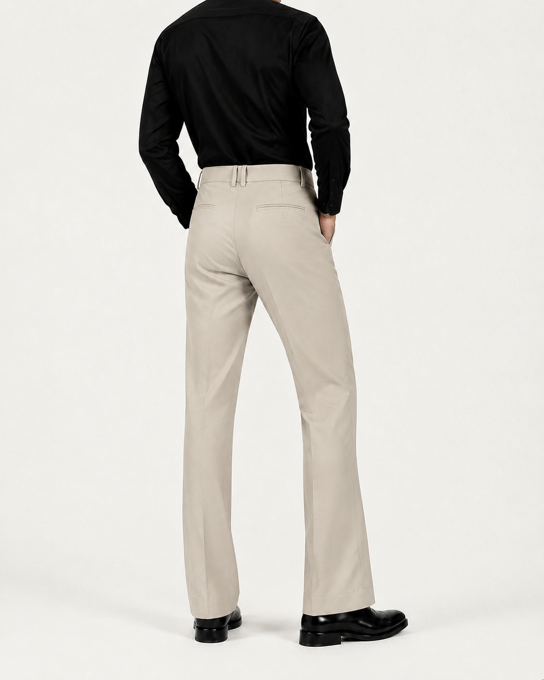 RELAXED BEIGE BOOTCUT PANTS