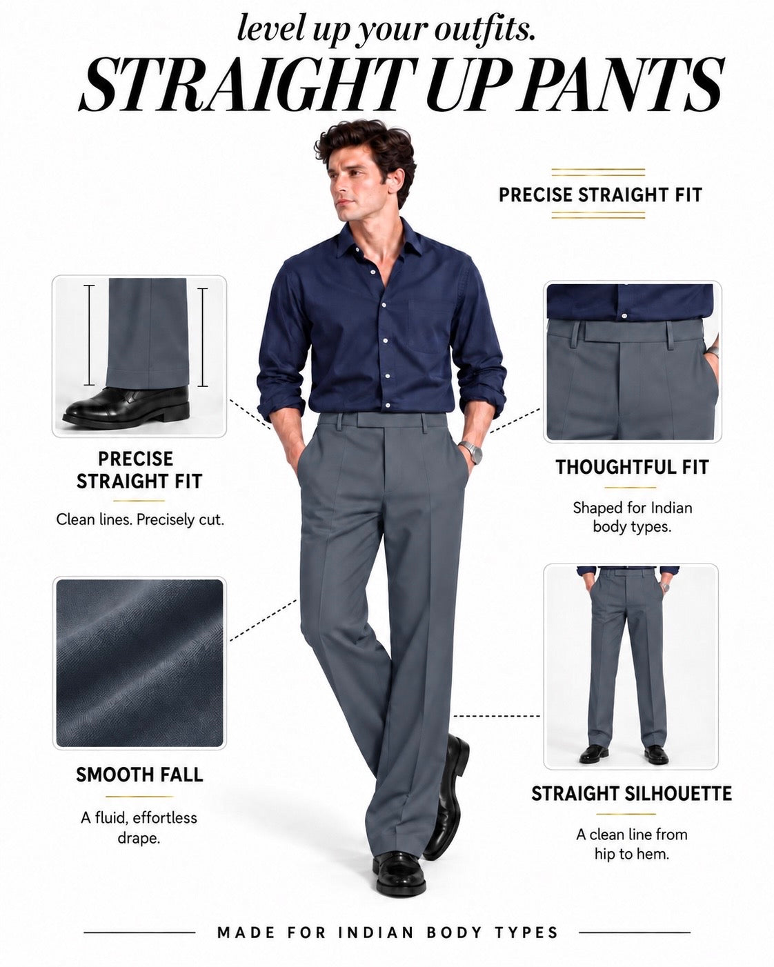 DARK GREY STRAIGHT UP PANTS