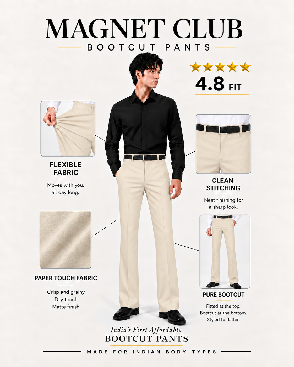 BEIGE BOOTCUT PANTS