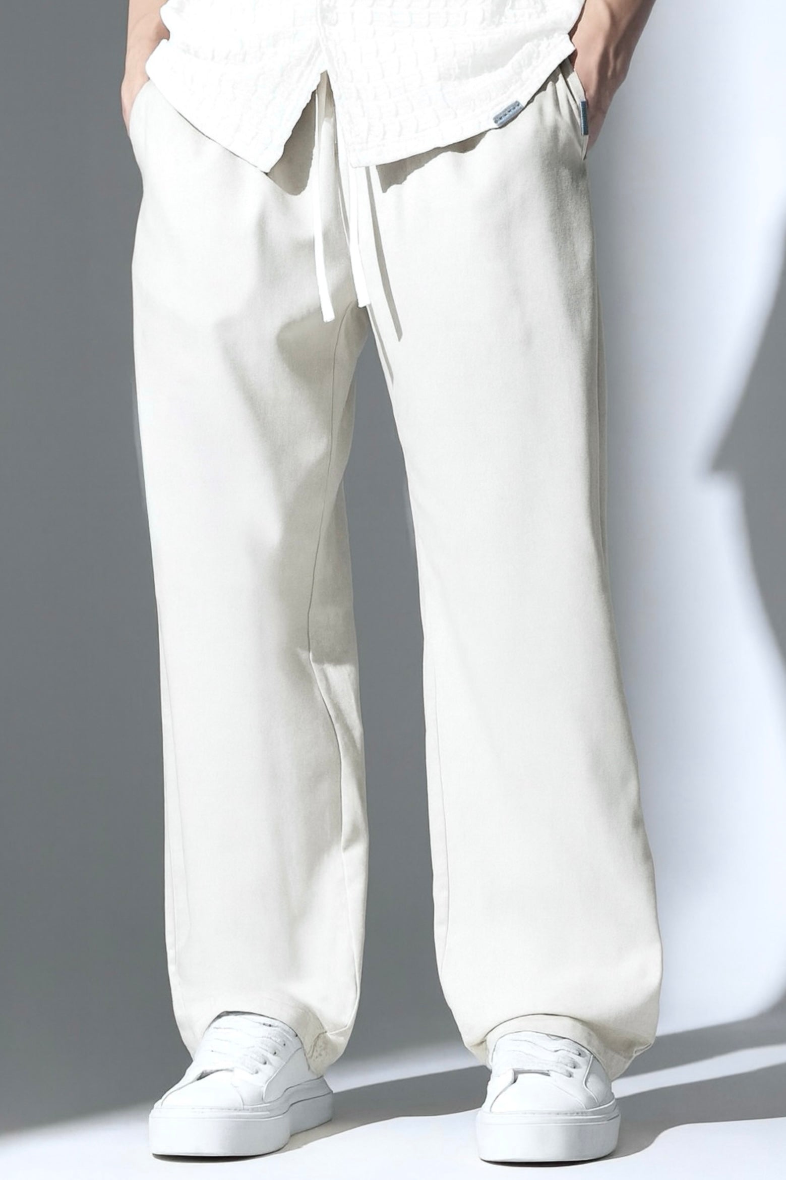 WHITE KOREAN LINEN PANTS