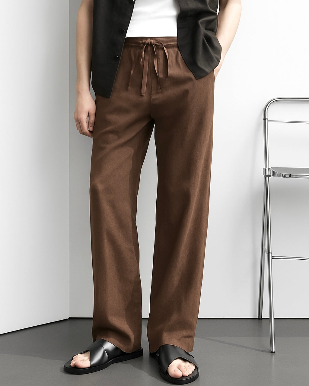 FRENCH BROWN LINEN PANTS