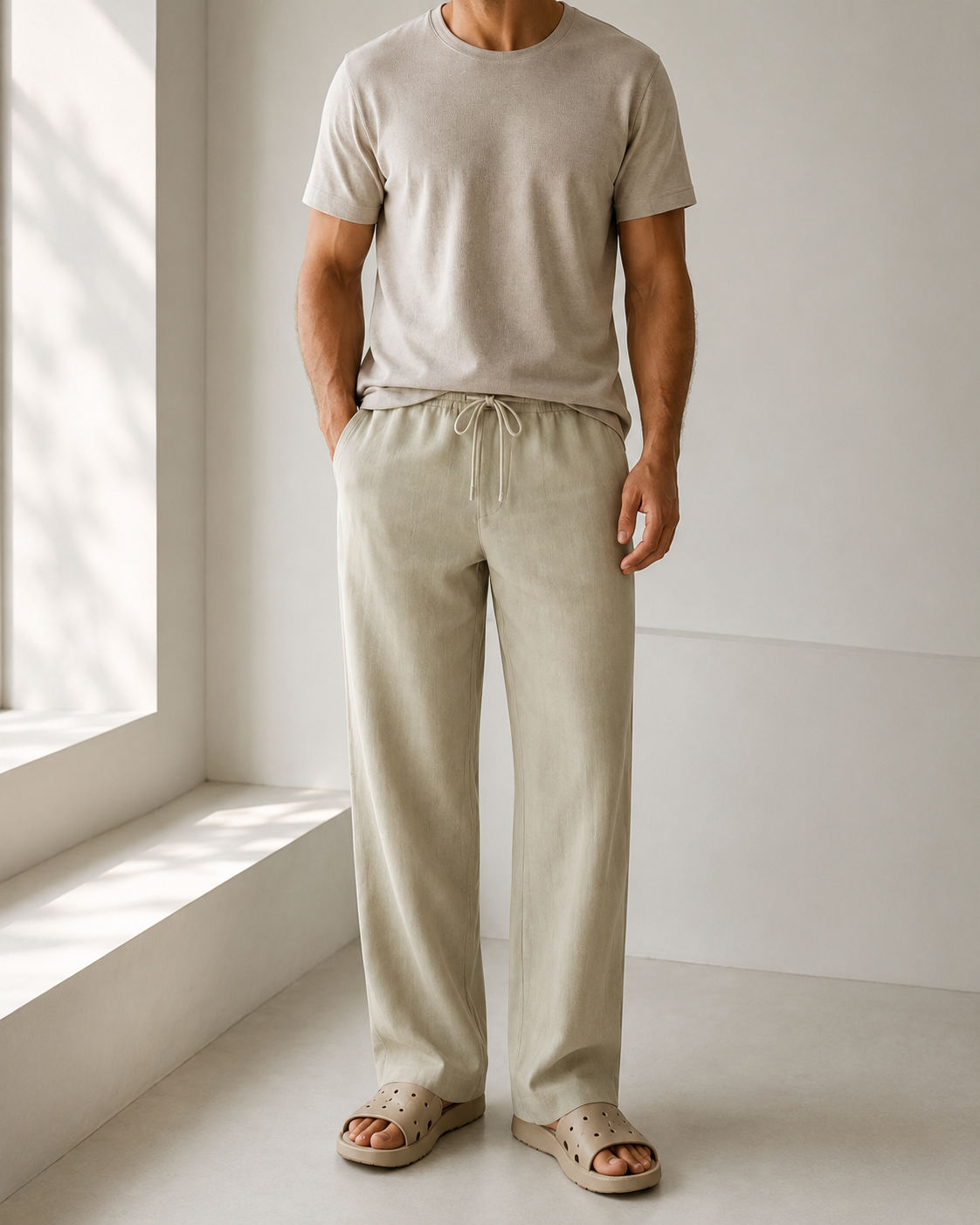 IVORY HEMP-LINEN PANTS