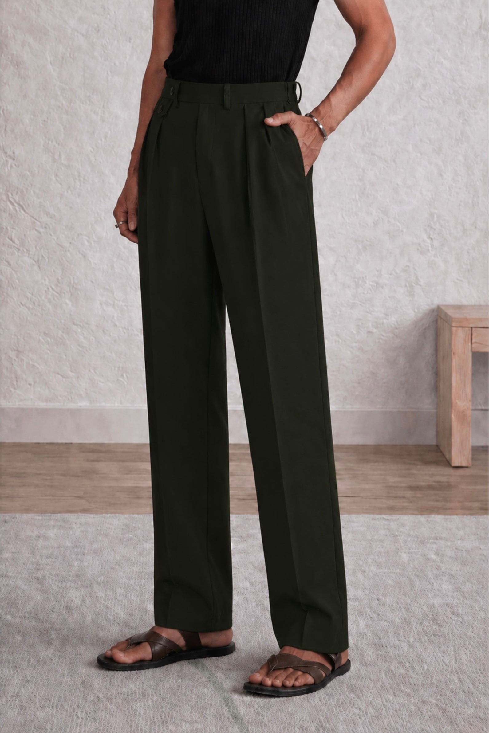 BOTTLE GREEN GURKHA PANTS