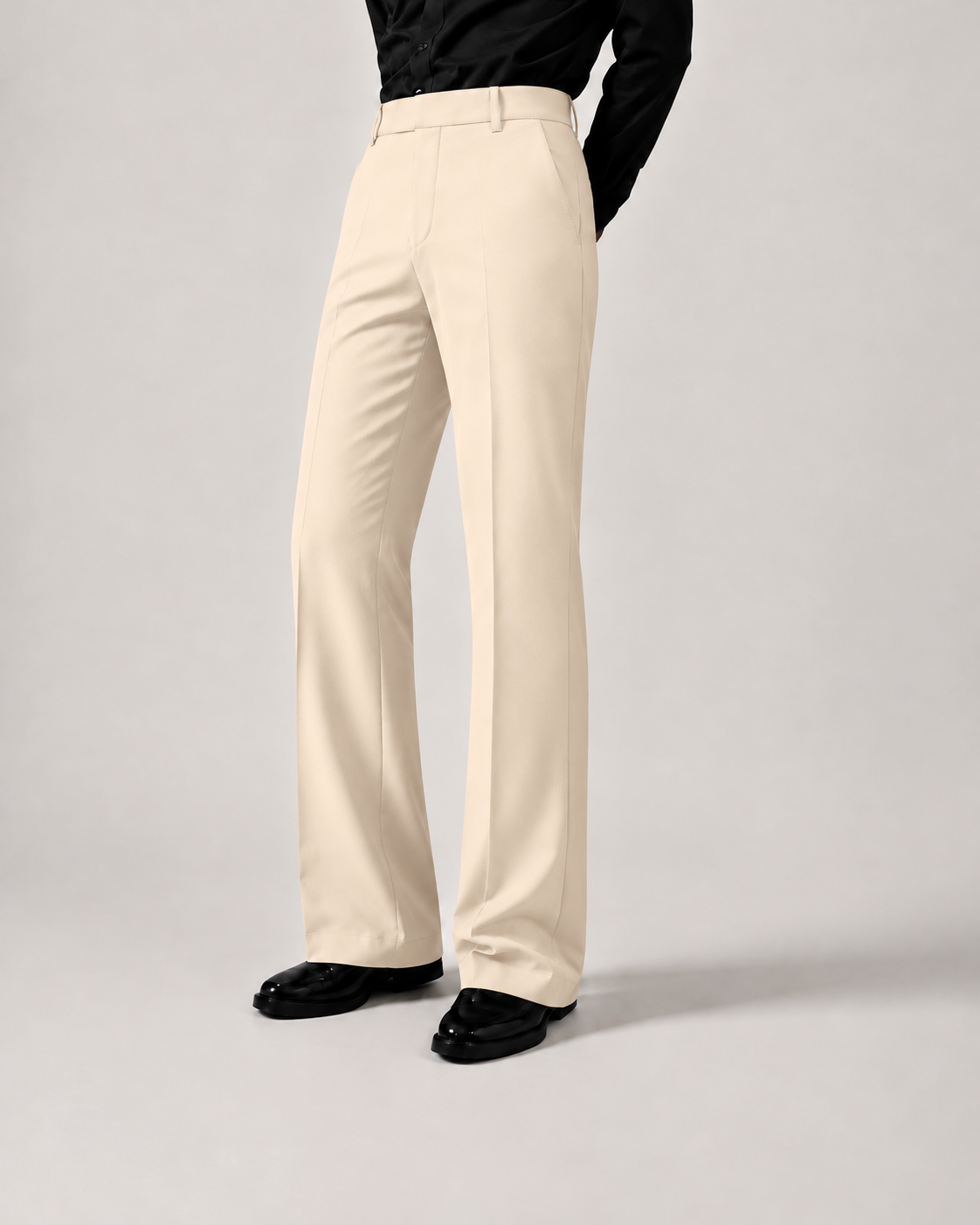 RELAXED BEIGE BOOTCUT PANTS