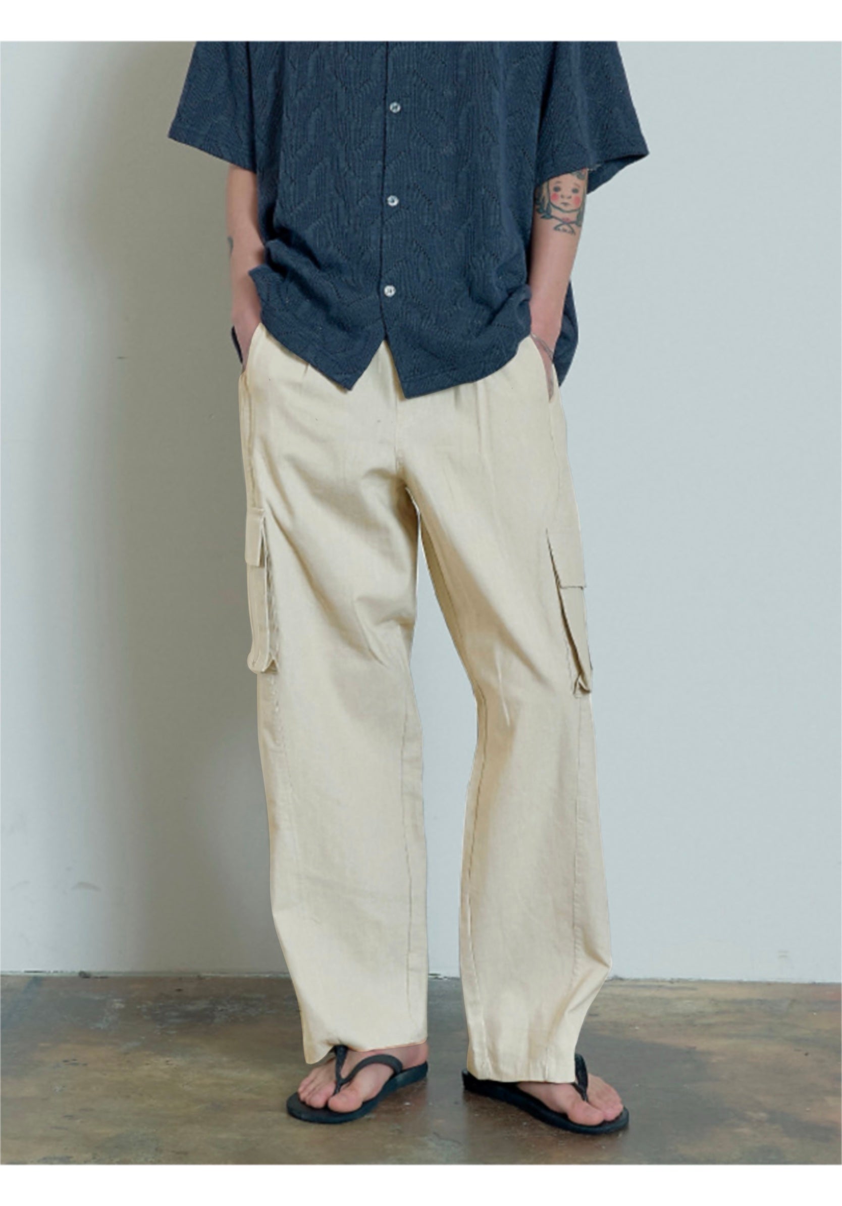 BEIGE LINEN CARGO