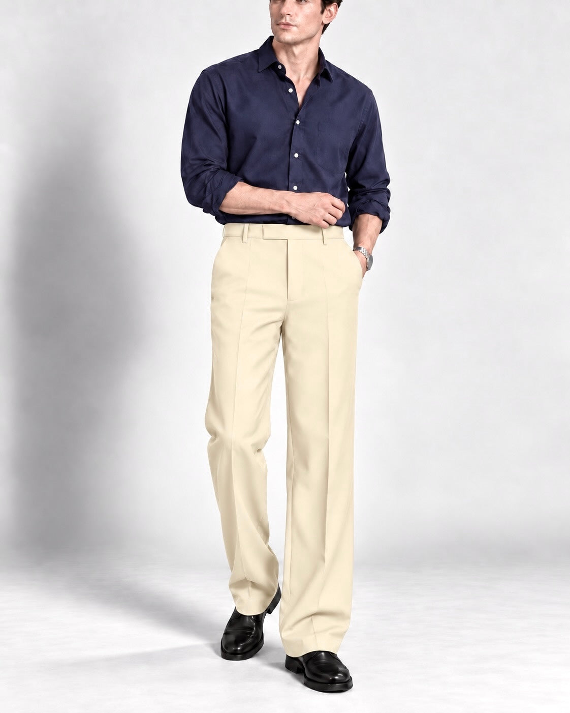 BEIGE STRAIGHT UP PANTS