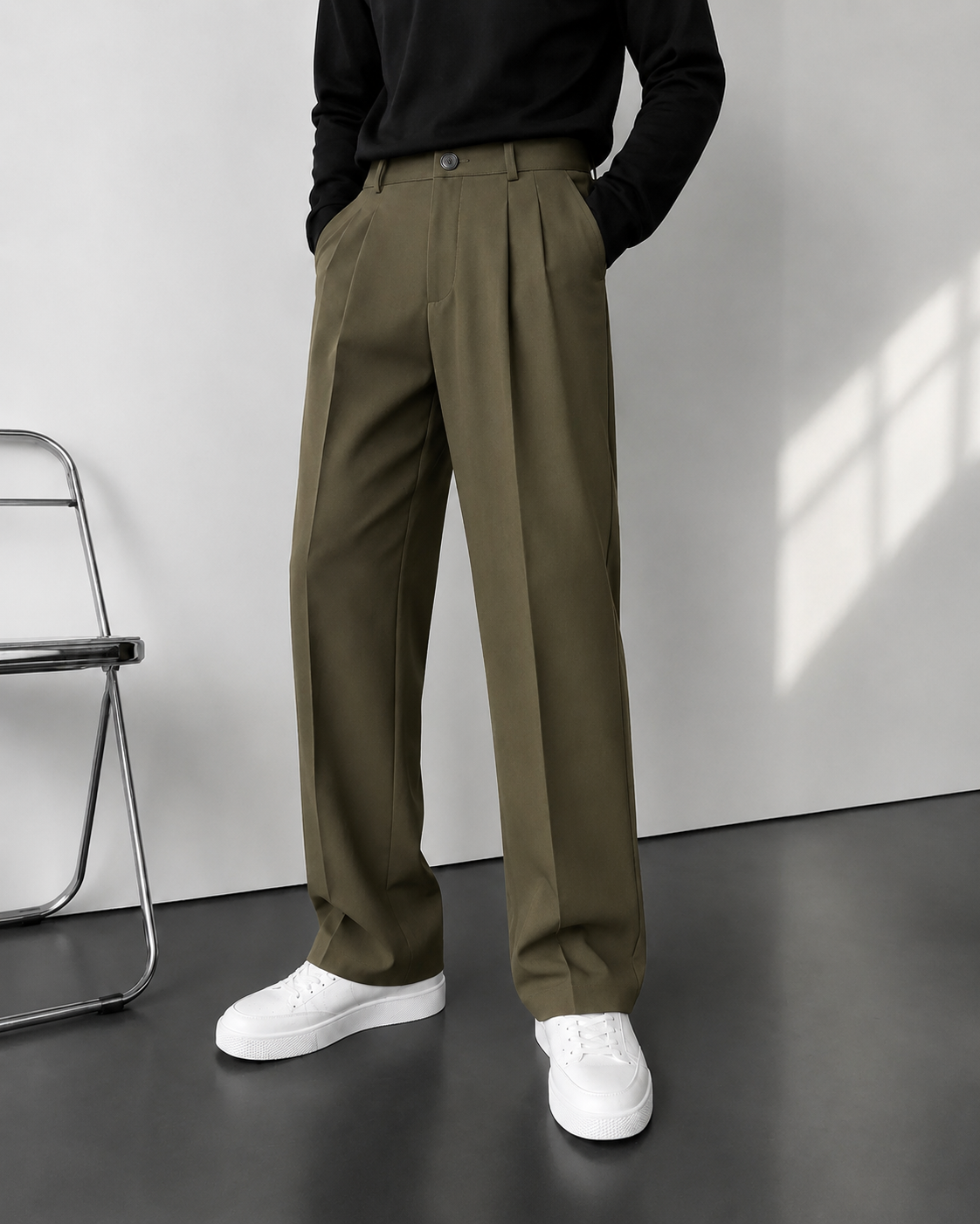 VIRAL OLIVE BROWN KOREAN PANTS