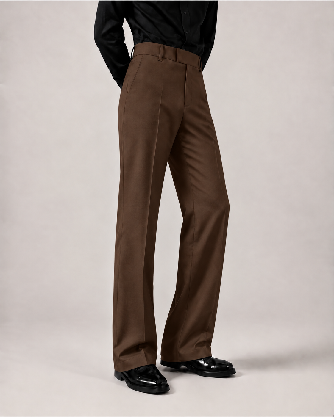 RELAXED DARK BROWN BOOTCUT PANTS