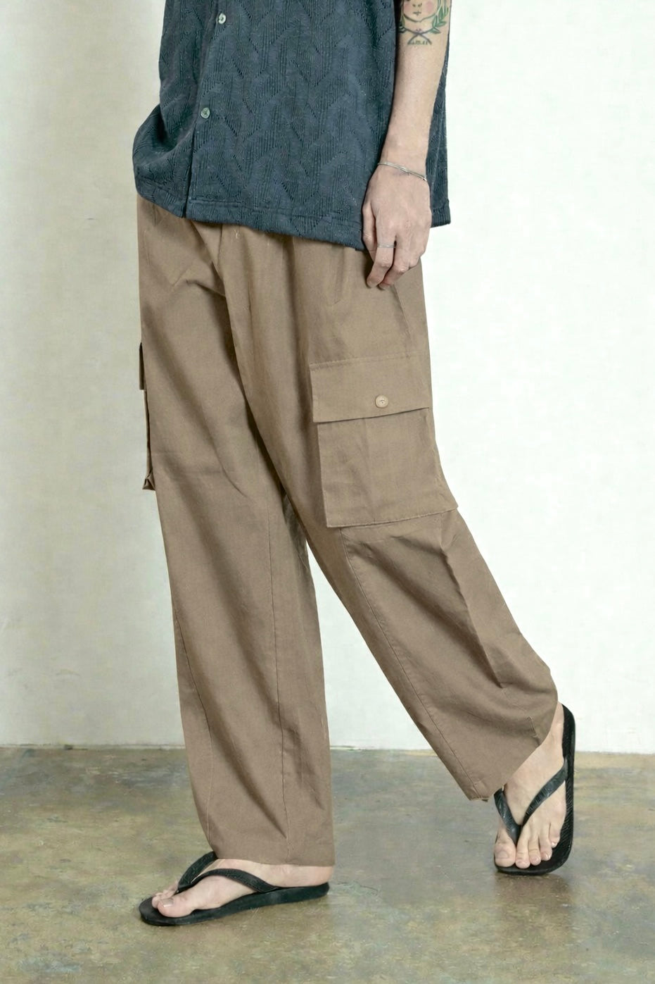 LIGHT BROWN LINEN CARGO