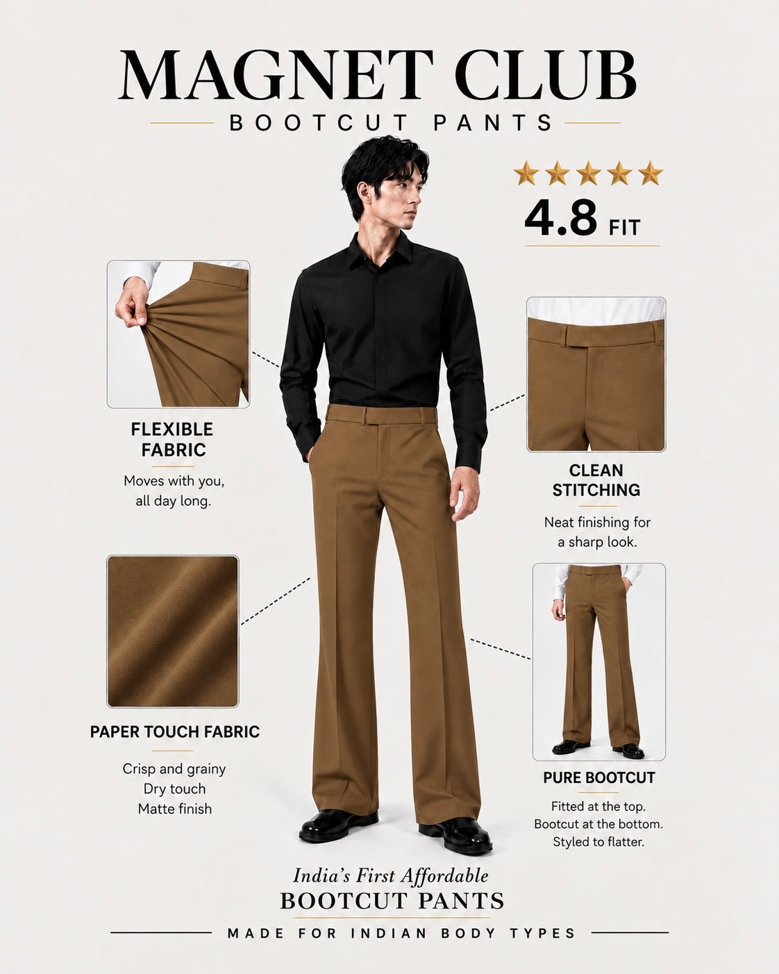 LIGHT BROWN BOOTCUT PANTS
