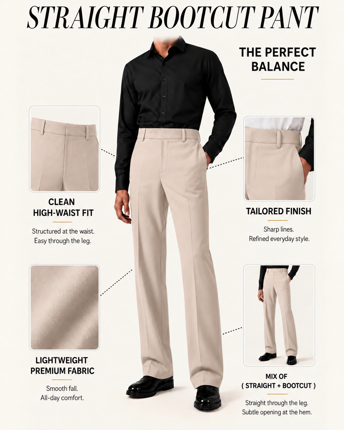 RELAXED BLUSH BEIGE BOOTCUT PANTS