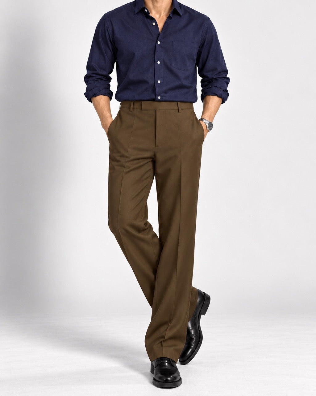 DARK BROWN STRAIGHT UP PANTS