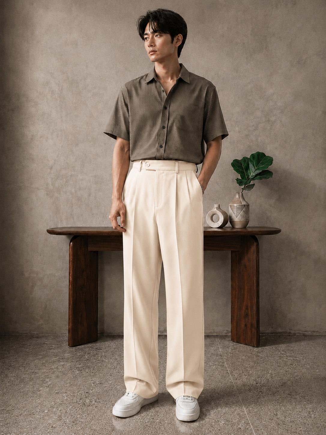 CREAM GRAVITY PANTS