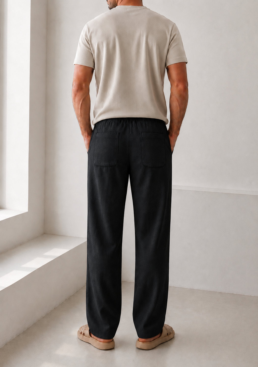 BLACK HEMP-LINEN PANTS