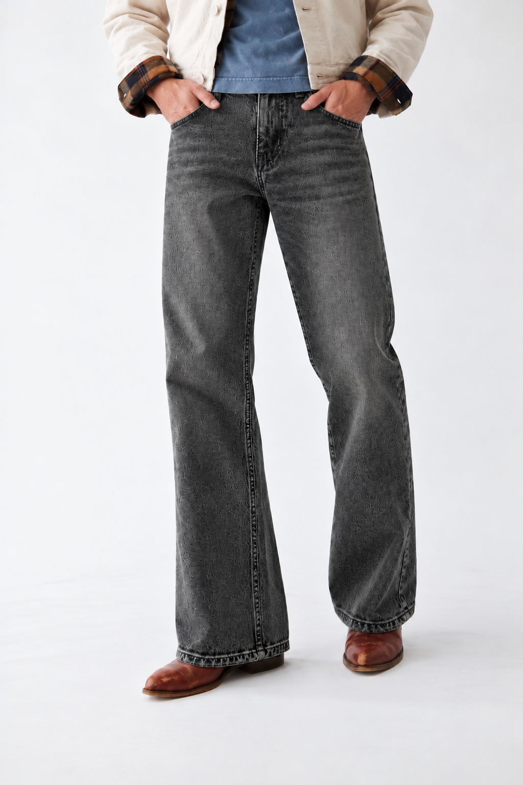 STONE GREY BOOTCUT DENIM
