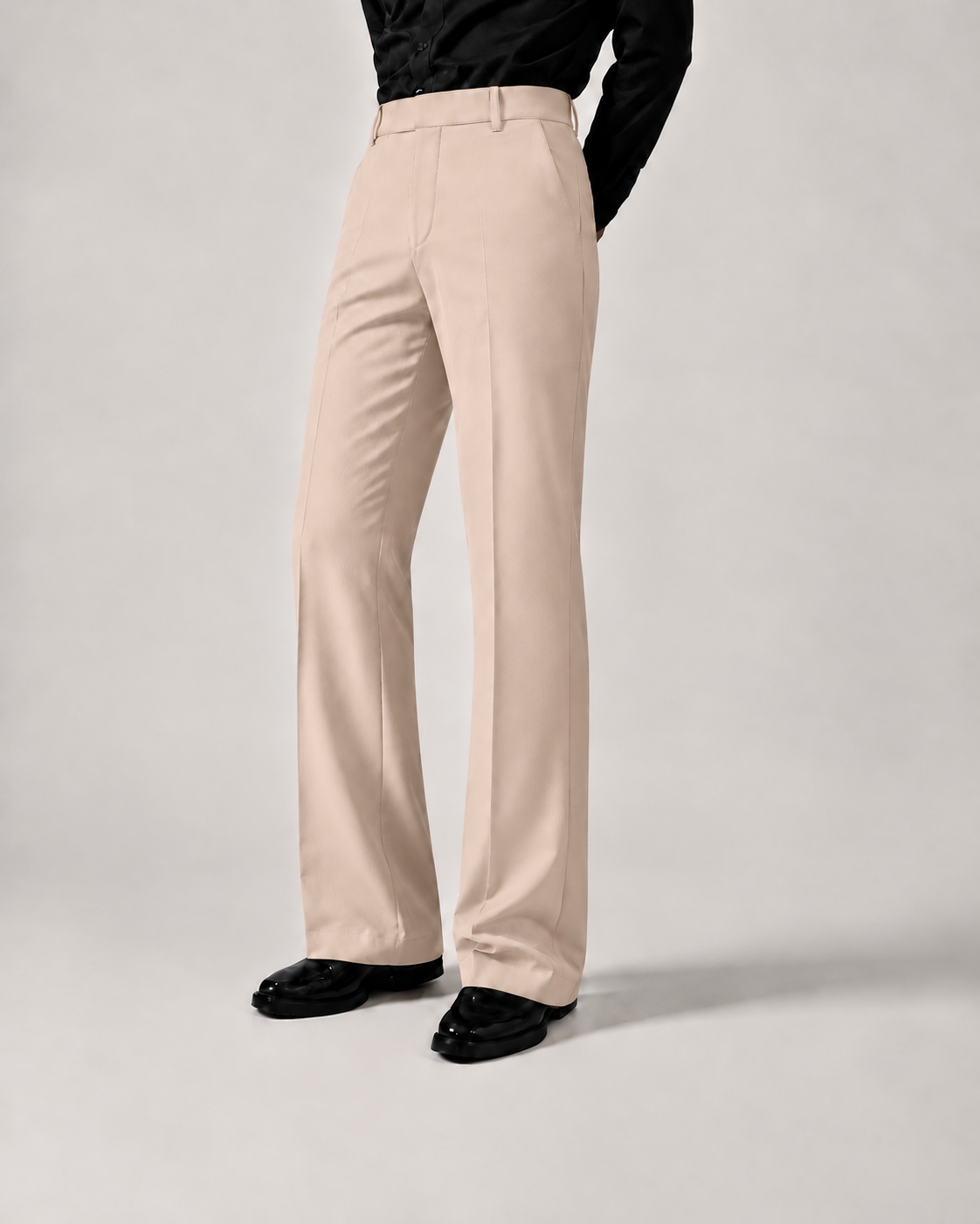 RELAXED BLUSH BEIGE BOOTCUT PANTS