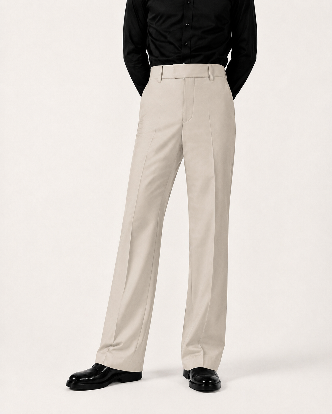 RELAXED BEIGE BOOTCUT PANTS