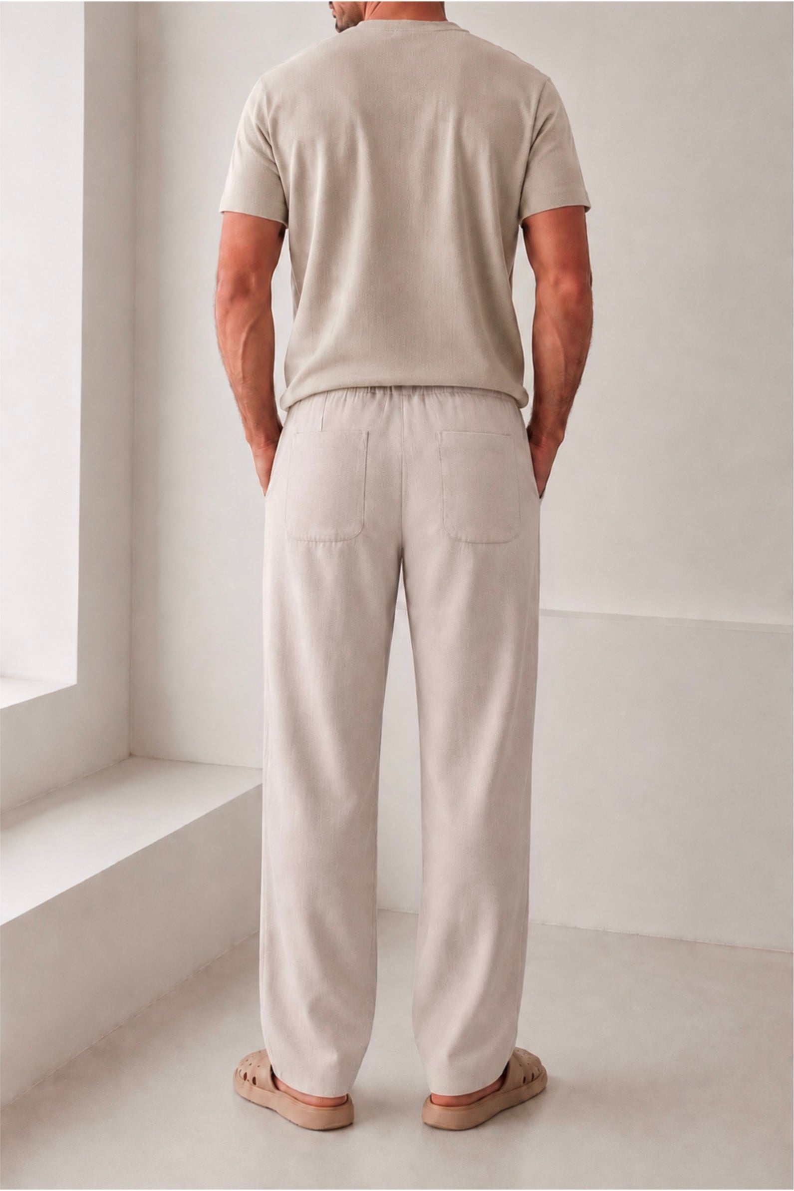 BLUSH BEIGE HEMP-LINEN PANTS