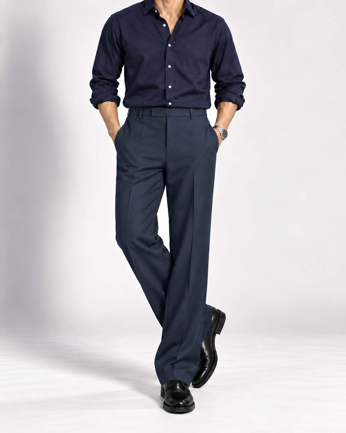 NAVY BLUE STRAIGHT UP PANTS