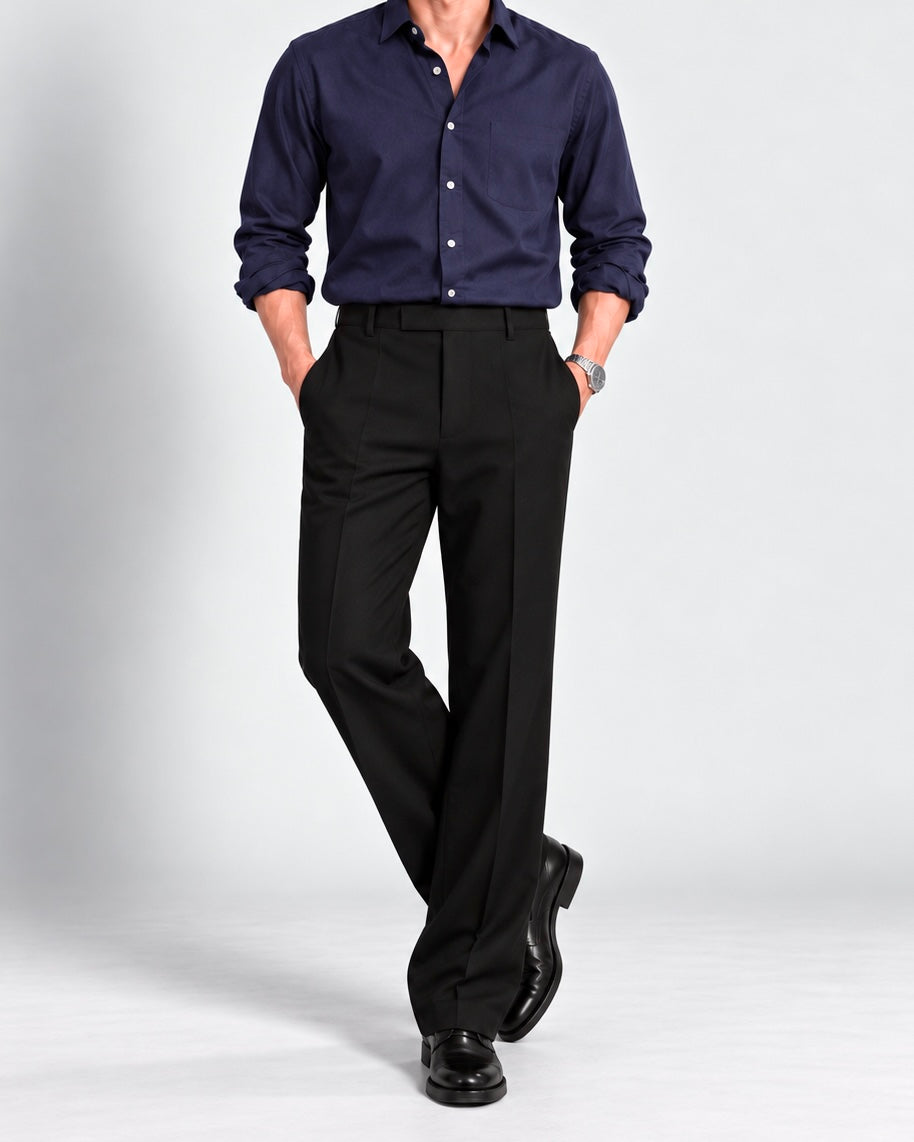 BLACK STRAIGHT UP PANTS