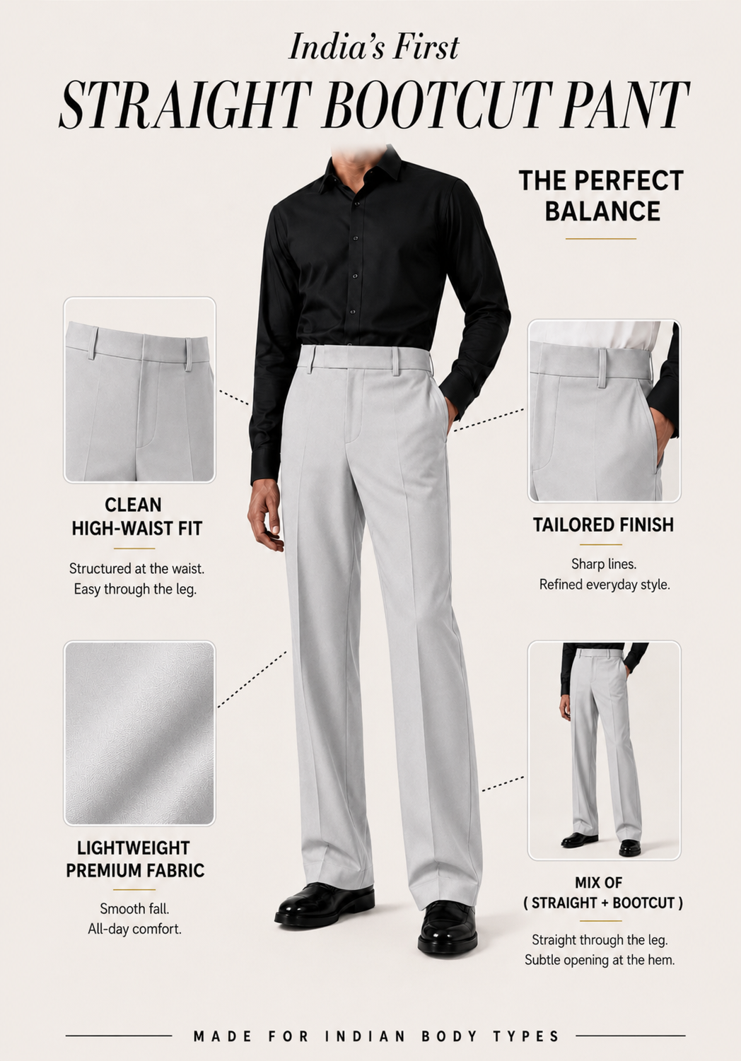 RELAXED LIGHT GREY BOOTCUT PANTS