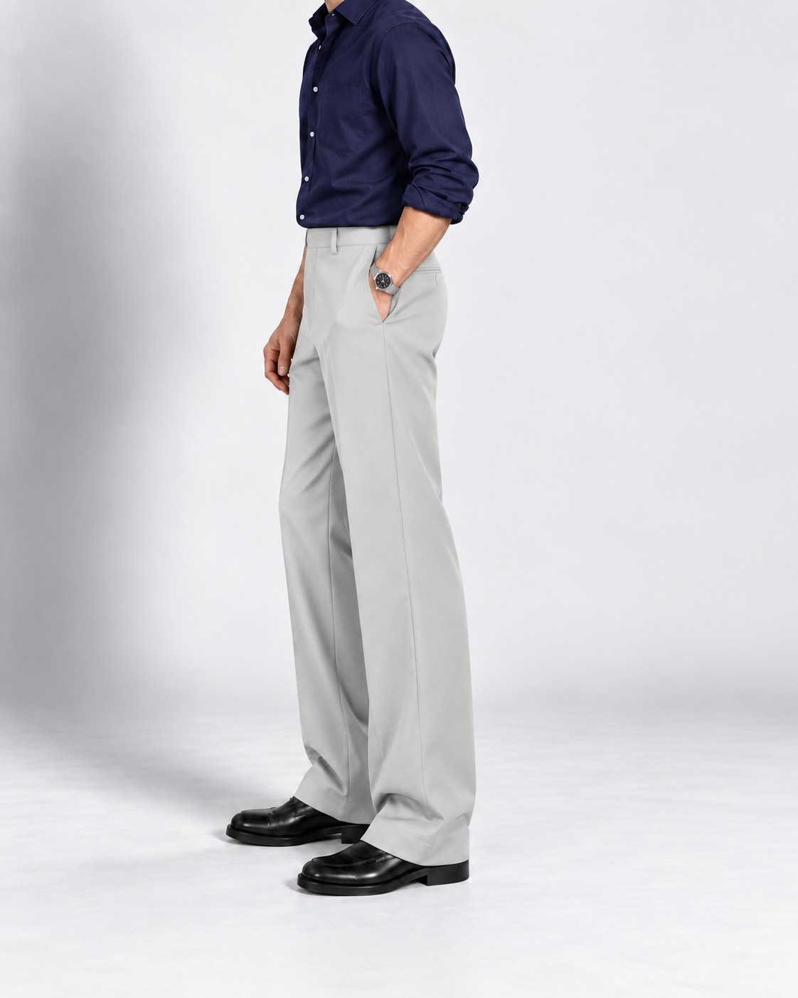 LIGHT GREY STRAIGHT UP PANTS