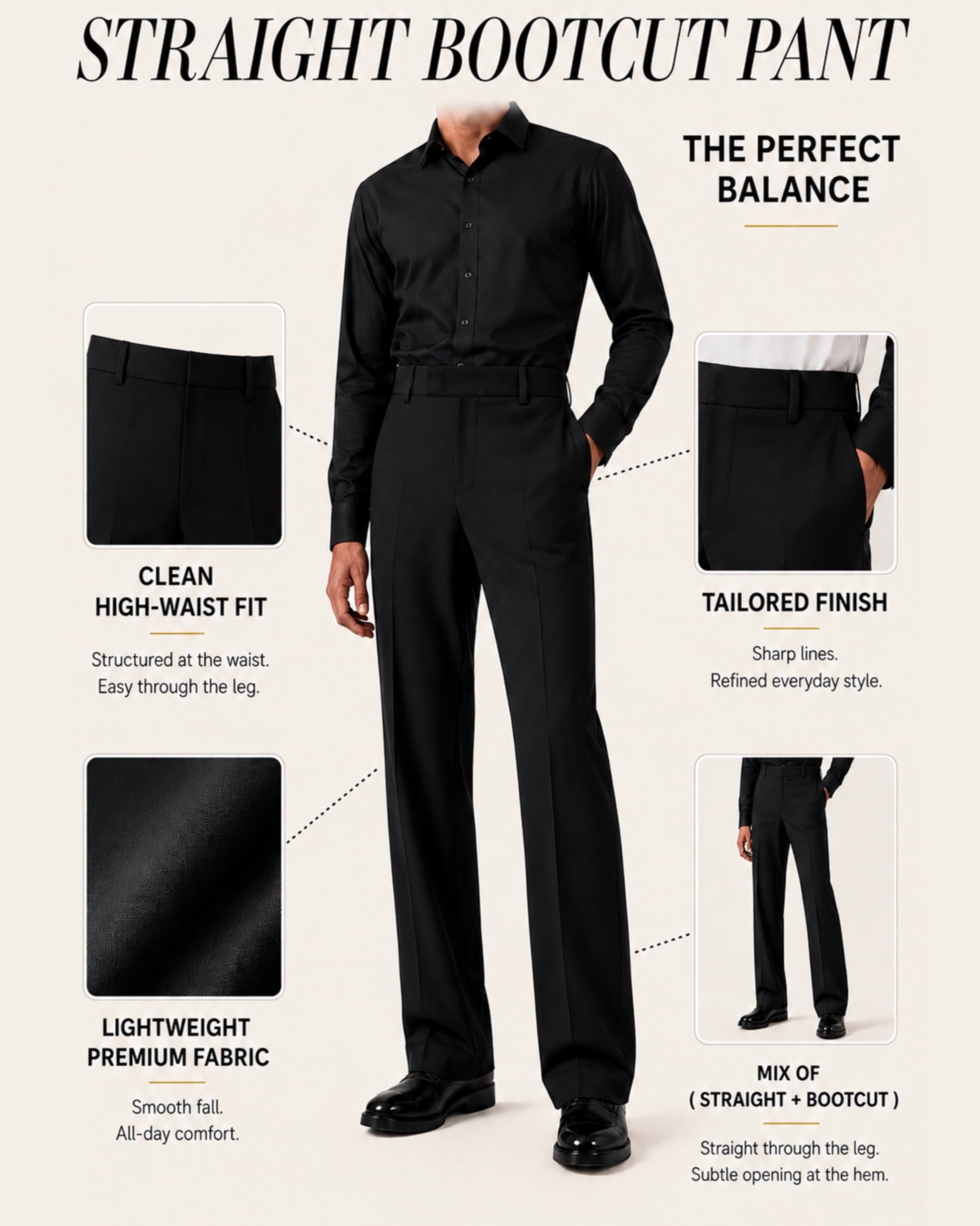 RELAXED BLACK BOOTCUT PANTS
