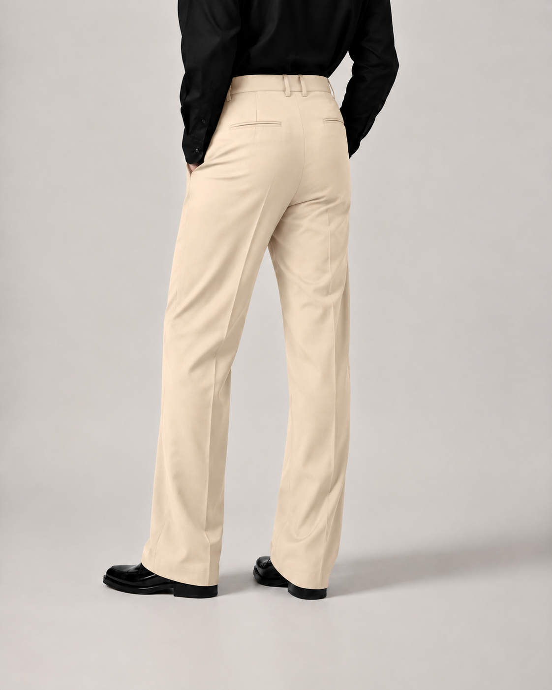 RELAXED BEIGE BOOTCUT PANTS