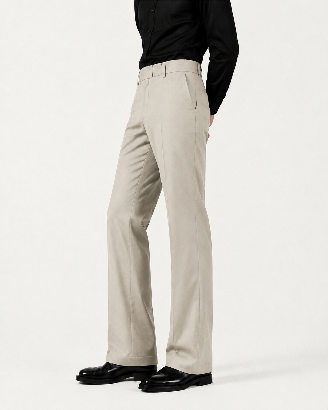 RELAXED BEIGE BOOTCUT PANTS