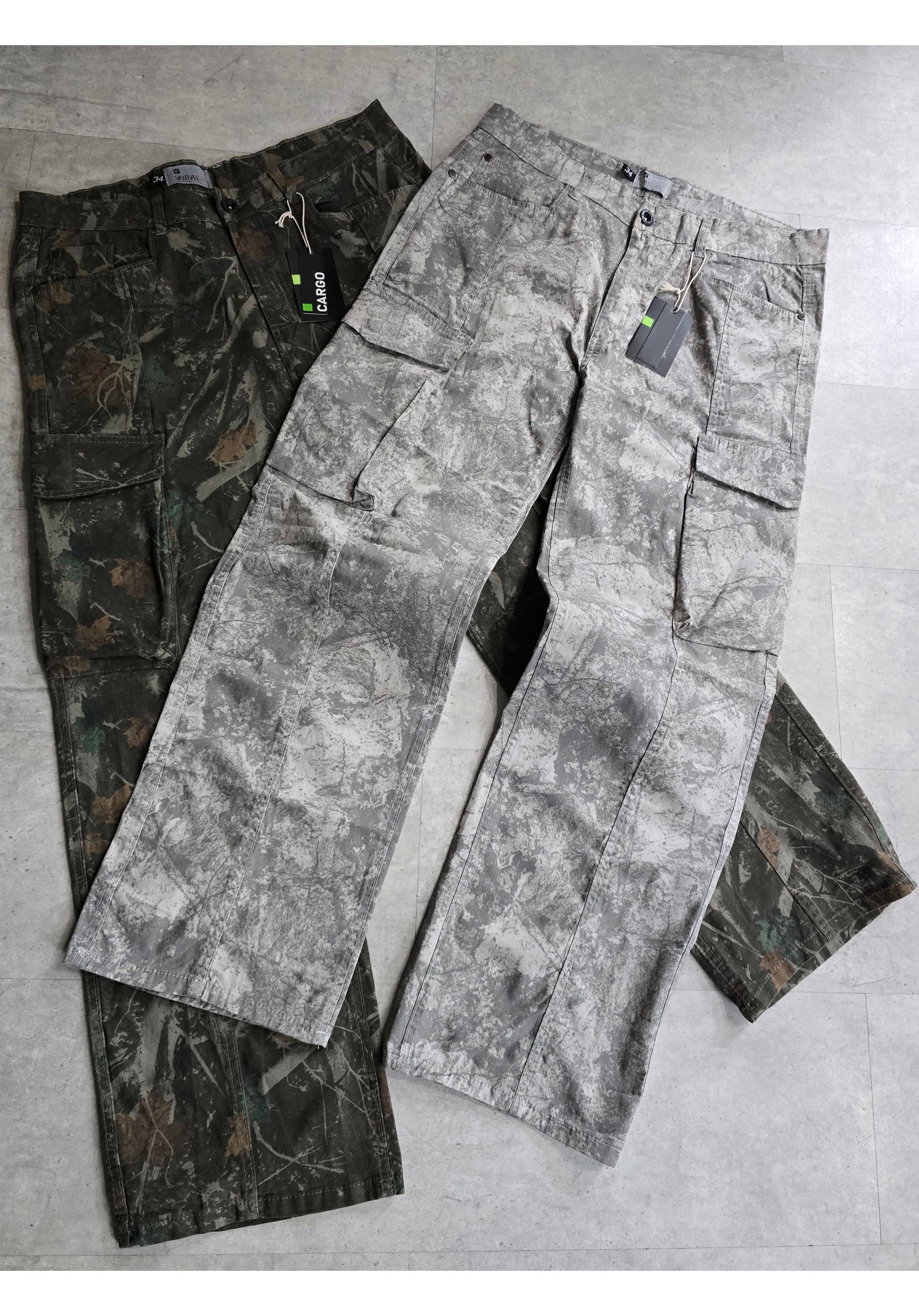 CAMOUFLAGE GREY SPRAYED CARGOS