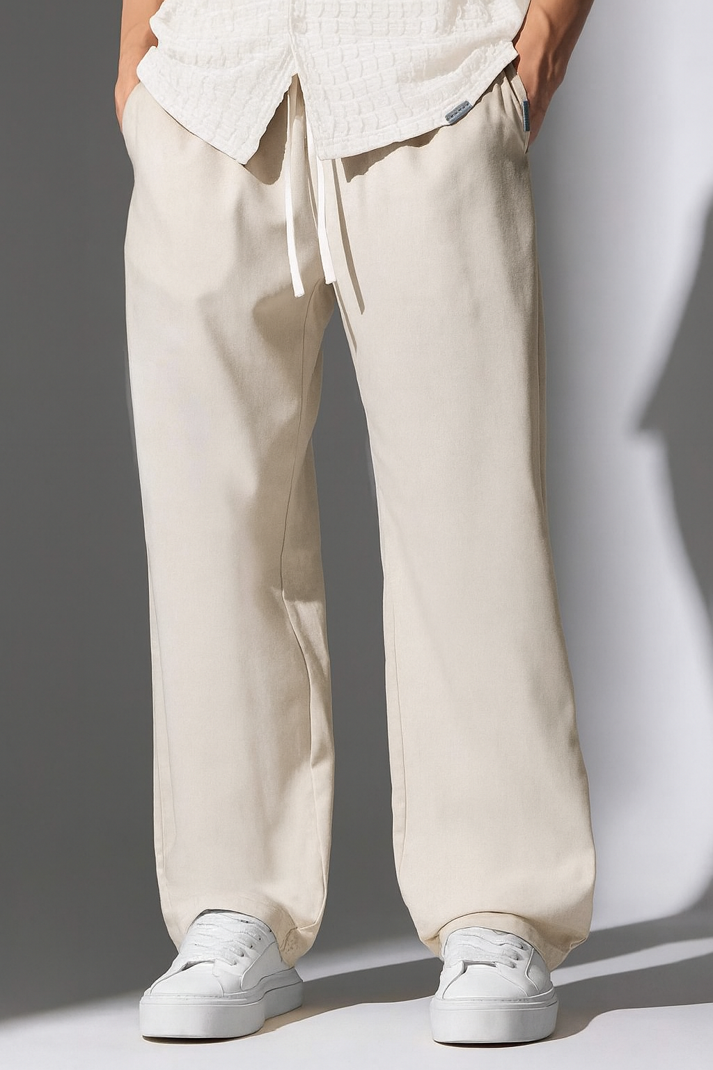 Beige Korean Linen Pants