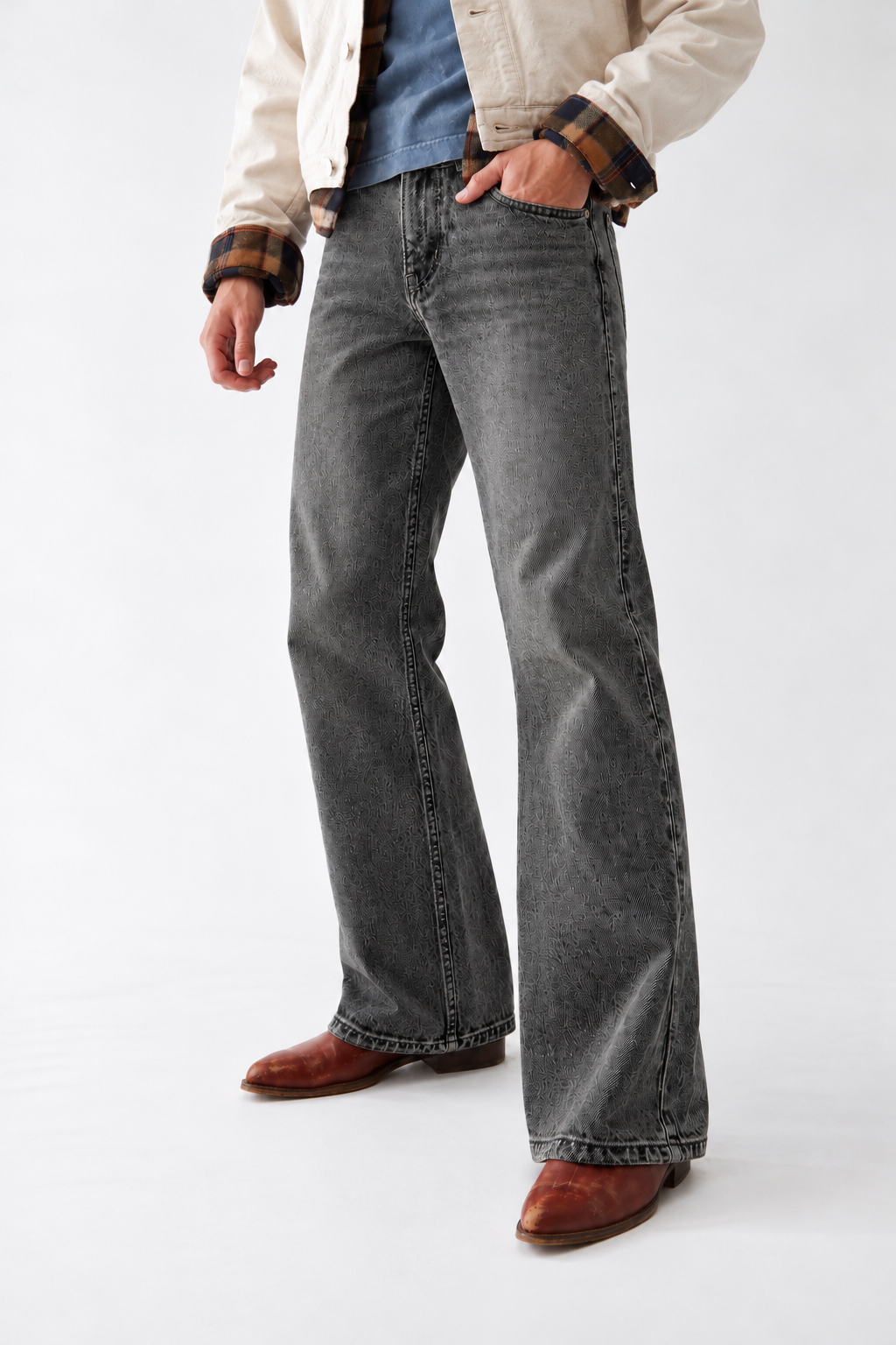 STONE GREY BOOTCUT DENIM