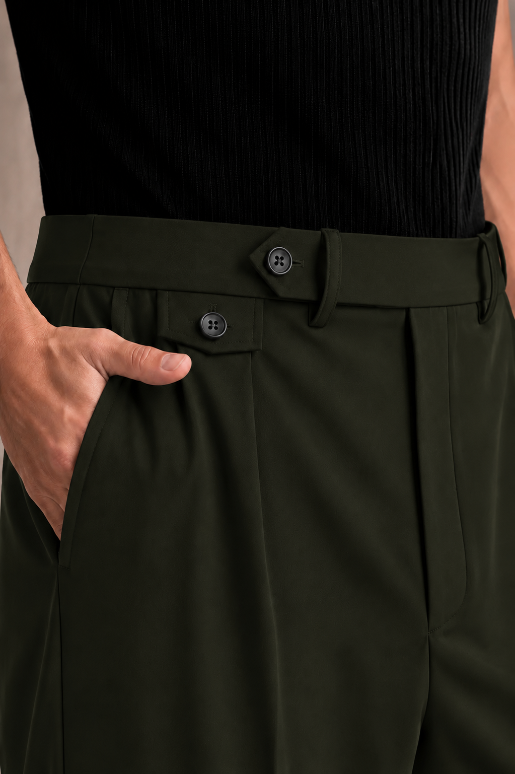 BOTTLE GREEN GURKHA PANTS