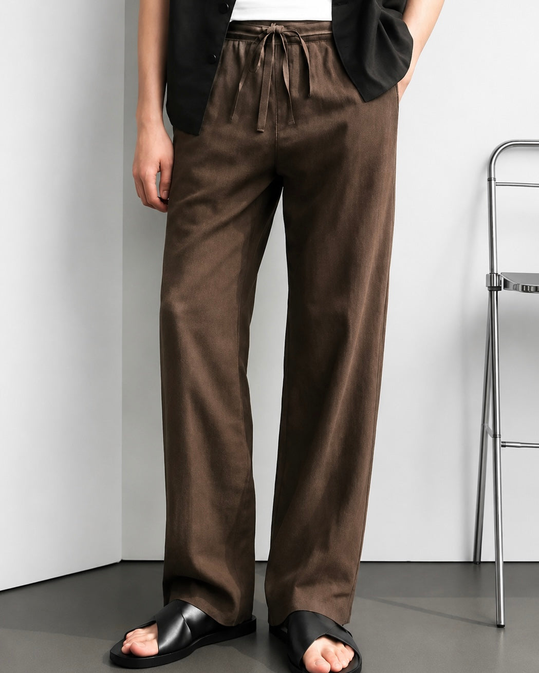 FRENCH BROWN LINEN PANTS