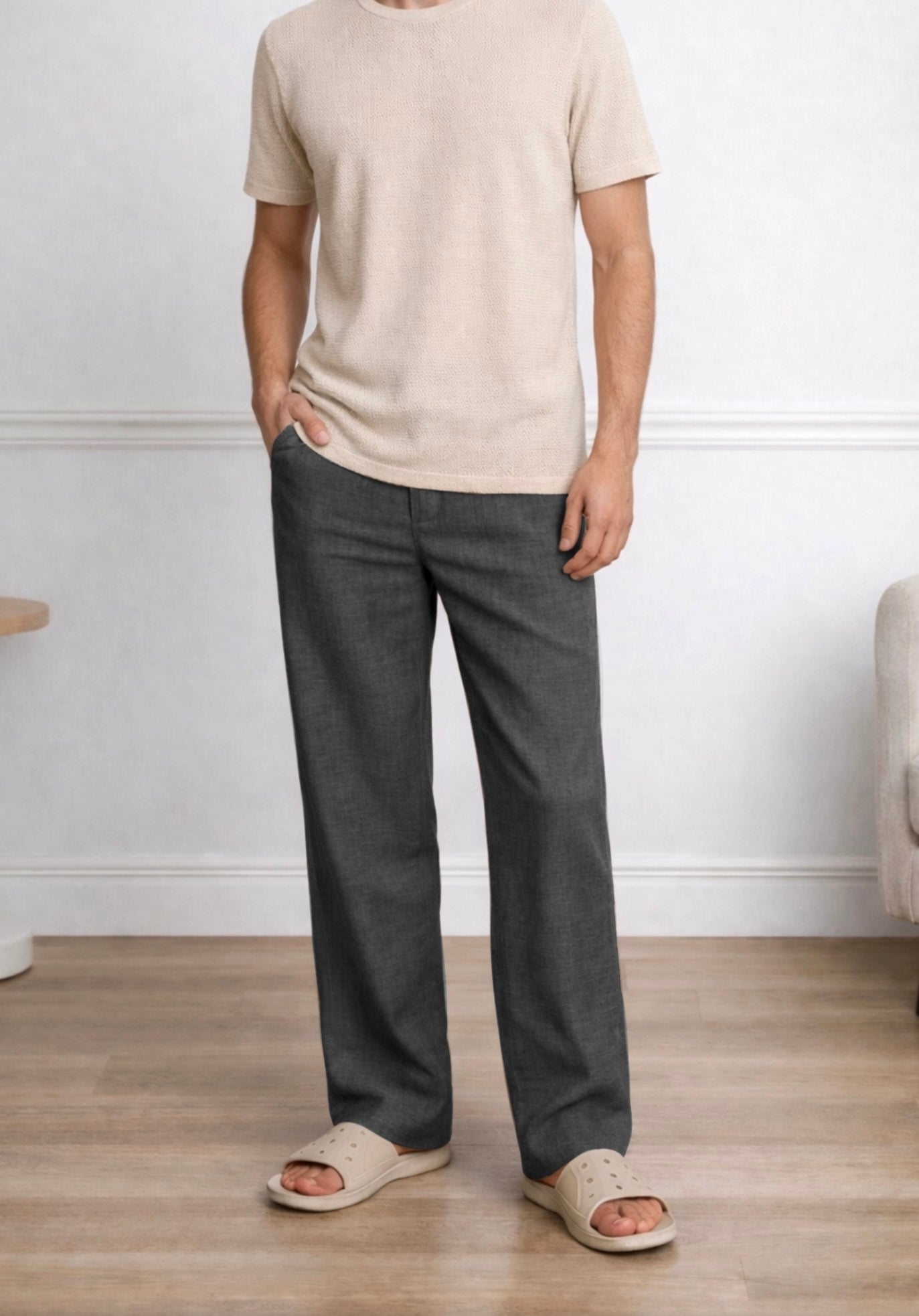 MILANO DARK GREY LINEN PANTS